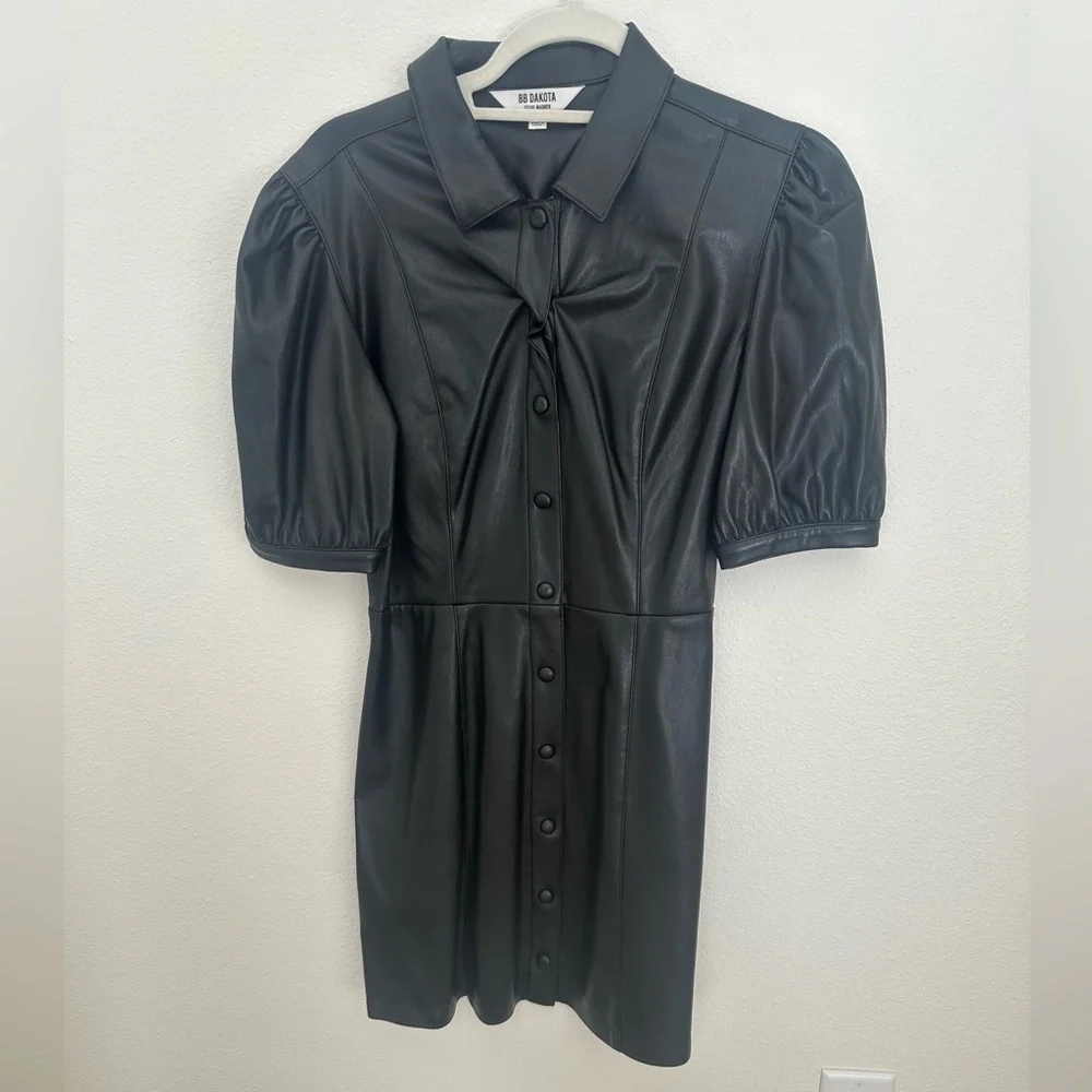 BB Dakota Black Leather Dress - Picture 2 of 4